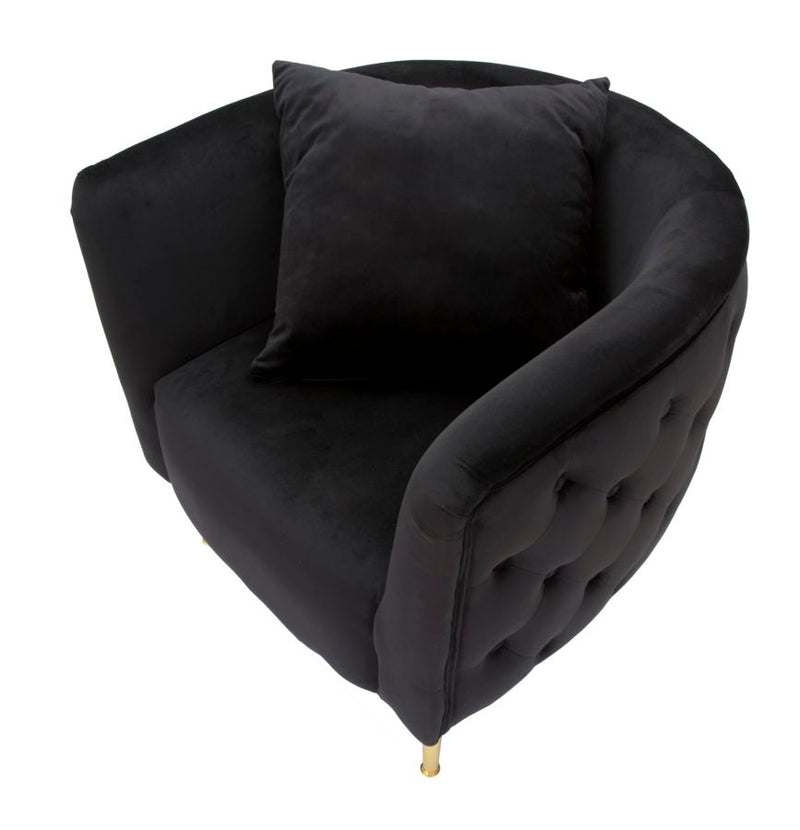 poltrona moderna in velluto nero