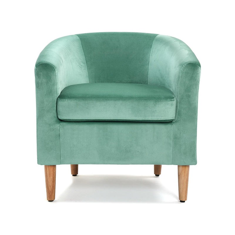 Poltrona da salotto moderna in velluto celeste cm 62x60x62h