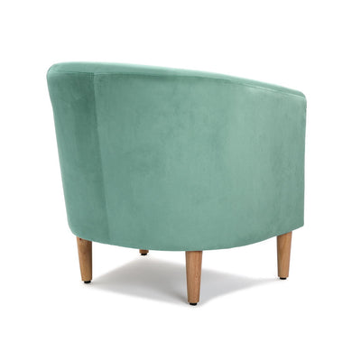 Poltrona da salotto moderna in velluto celeste cm 62x60x62h