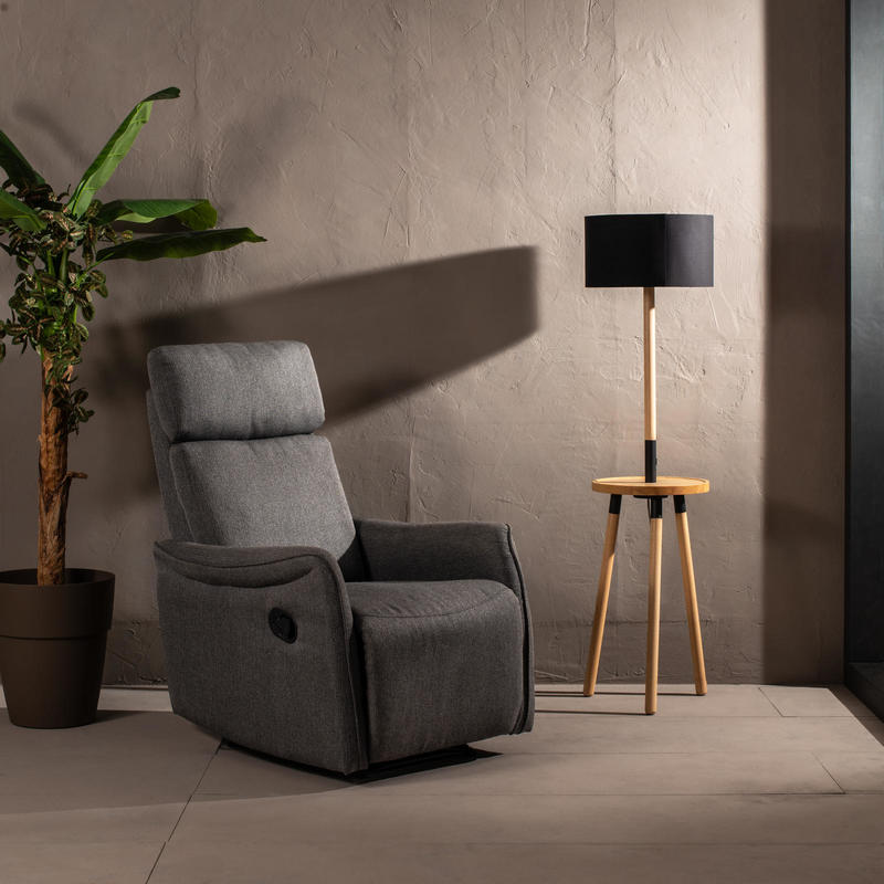 poltrona relax moderna in microfibra leva laterale colore grigio scuro