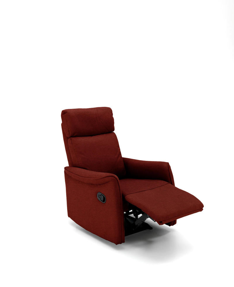 poltrona relax moderna in microfibra leva laterale colore rosso