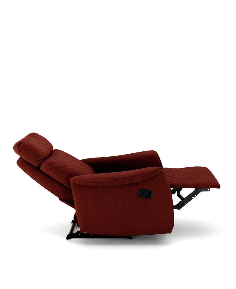 poltrona relax moderna in microfibra leva laterale colore rosso