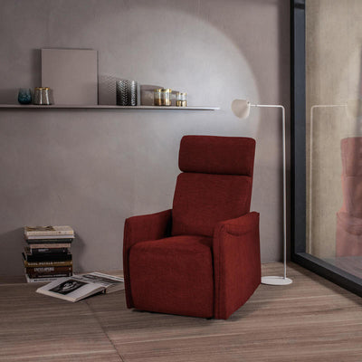 poltrona relax moderna in microfibra leva laterale colore rosso