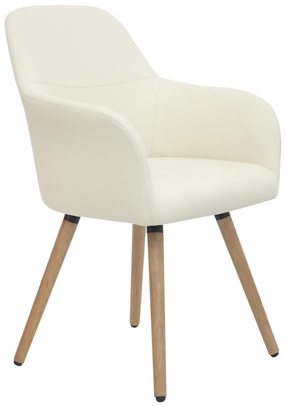 Poltroncina design da ufficio in ecopelle e gambe obblique in legno cm 57x51x85h