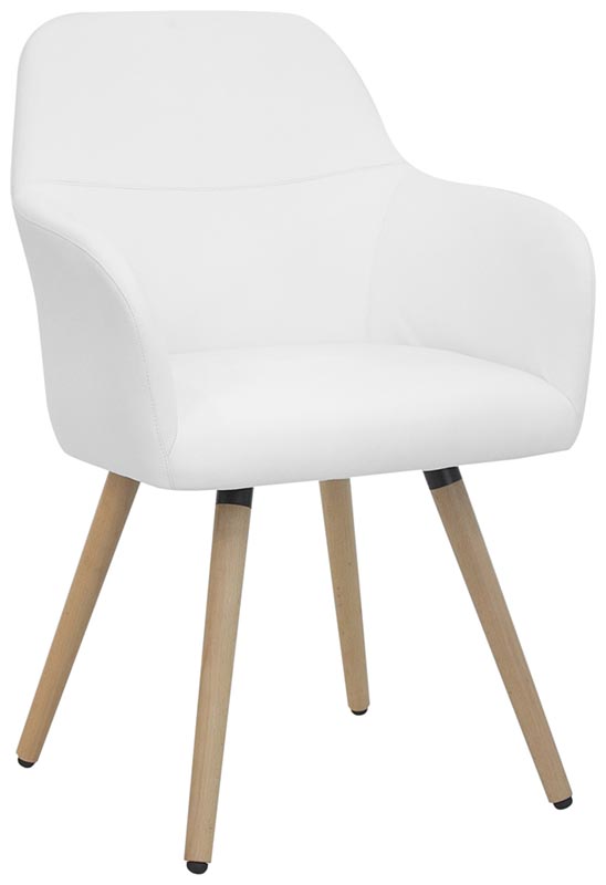 Poltroncina design da ufficio in ecopelle e gambe obblique in legno cm 57x51x85h