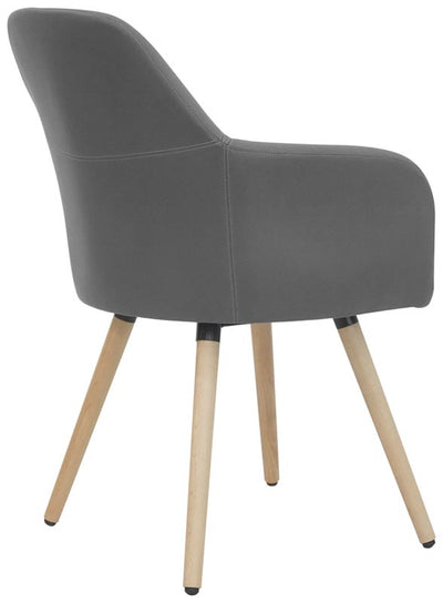 Poltroncina design da ufficio in ecopelle e gambe obblique in legno cm 57x51x85h