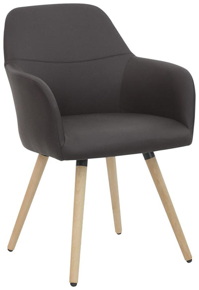 Poltroncina design da ufficio in ecopelle e gambe obblique in legno cm 57x51x85h