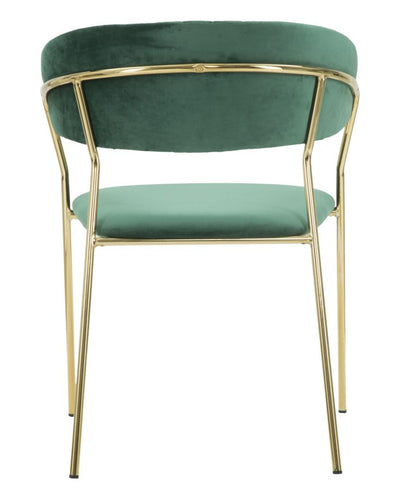 poltroncina design in metallo colore oro e velluto verde