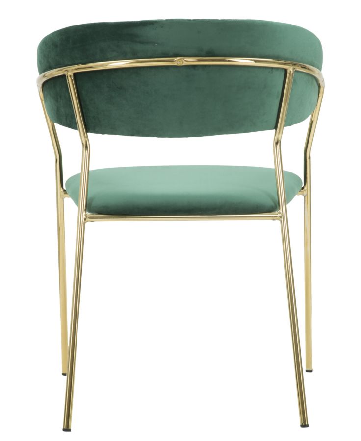 poltroncina design in metallo colore oro e velluto verde