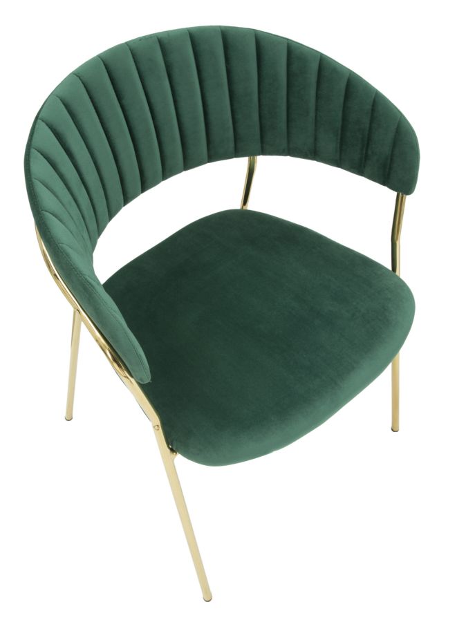 poltroncina design in metallo colore oro e velluto verde
