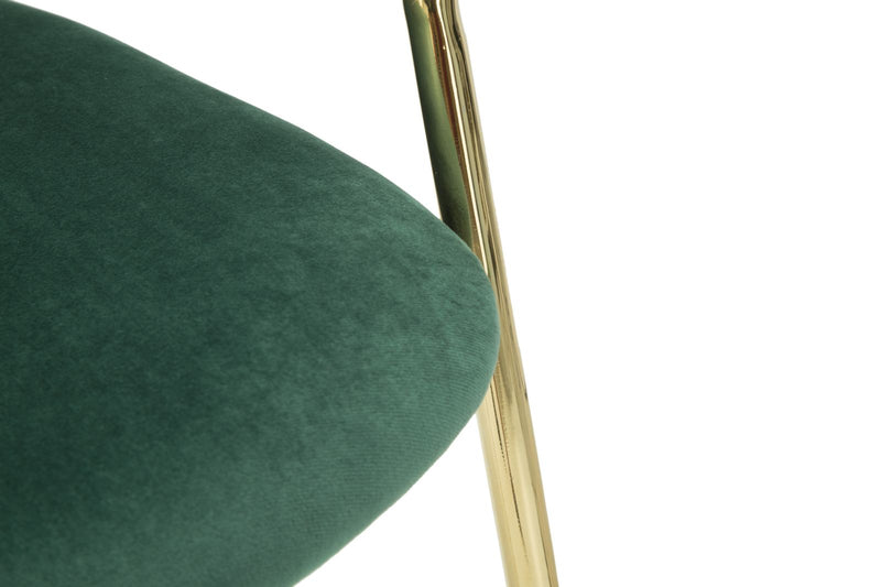 poltroncina design in metallo colore oro e velluto verde