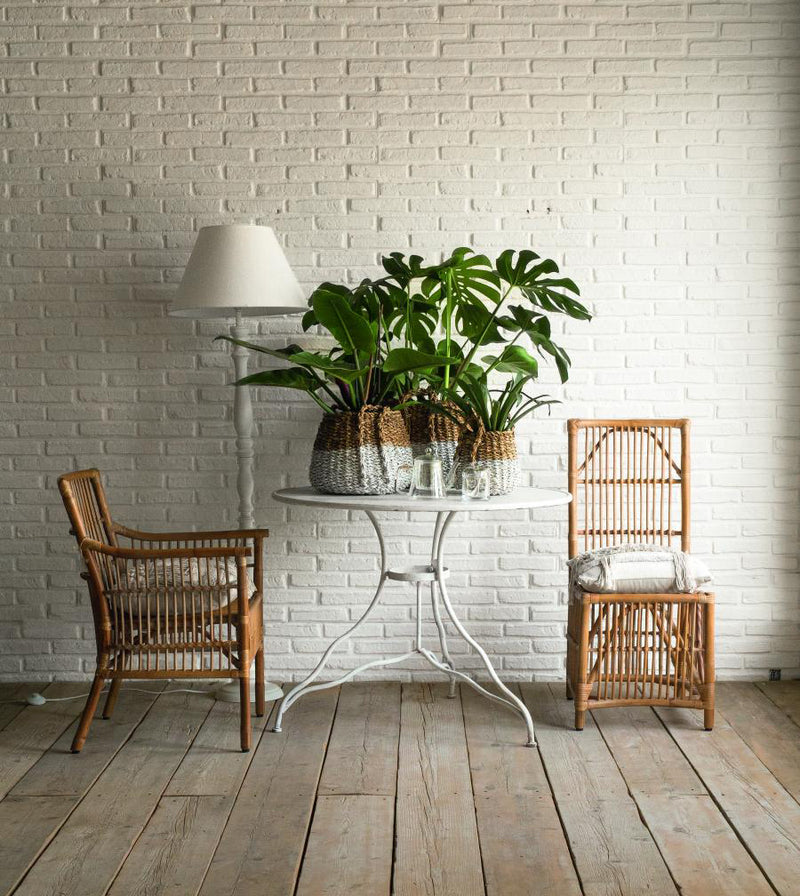 Sedia in rattan finitura naturale per uso esterno o interno cm 44x54x100h