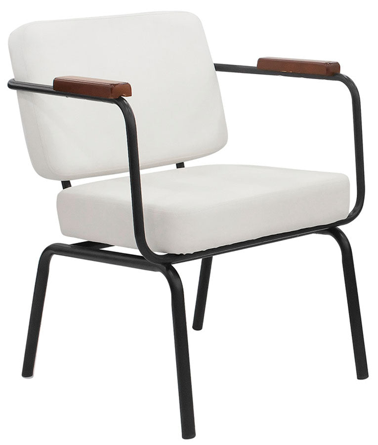 Poltroncina moderna per ufficio in metallo ed ecopelle cm 60x58x74h - vari colori