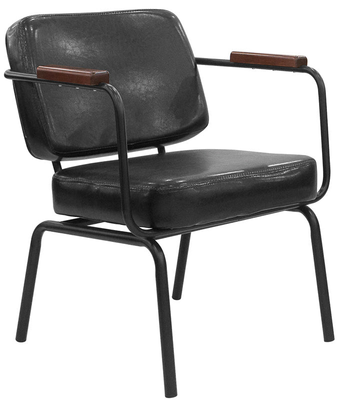 Poltroncina moderna per ufficio in metallo ed ecopelle cm 60x58x74h - vari colori
