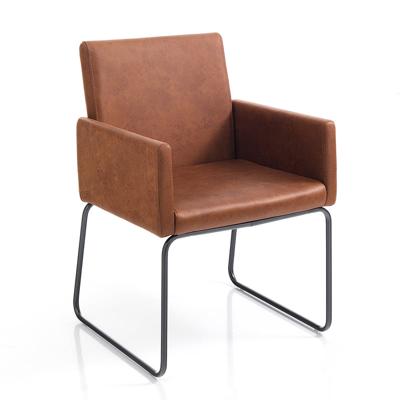 Set da 2 poltroncina moderna in similpelle effetto invecchiato cm 55x60x80h