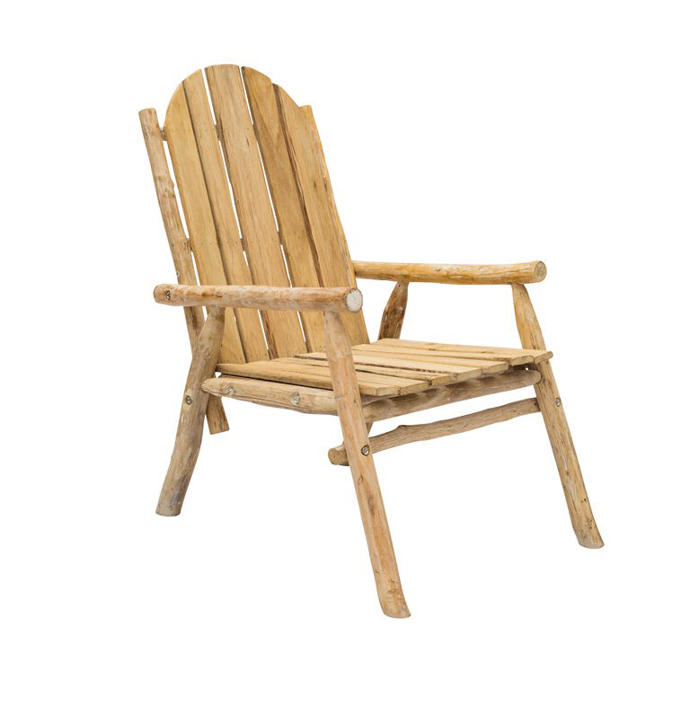 Sedia poltroncina per esterno in legno naturale con braccioli cm 70x60x105h