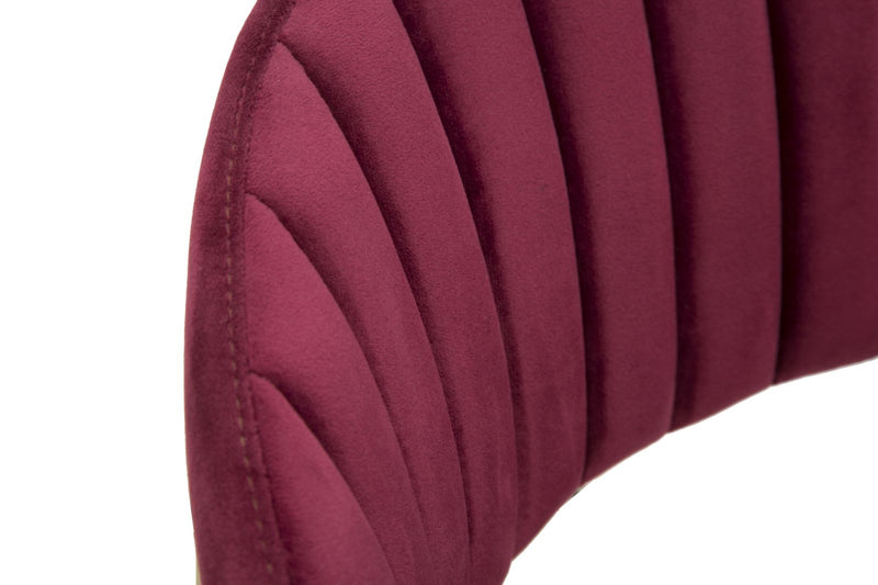 poltroncina design in metallo colore oro e velluto bordeaux