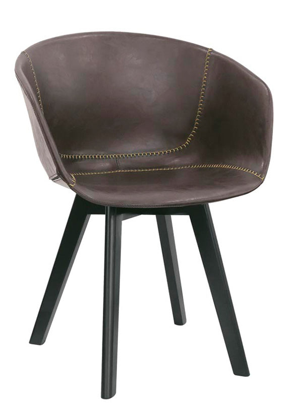 Set da 2 Poltroncina design in legno ed ecopelle colore marrone