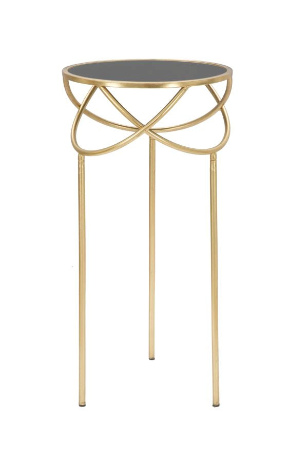 Porta telefono colonnina moderna struttura in metallo colore oro piano in vetro cm Ø 40x80h