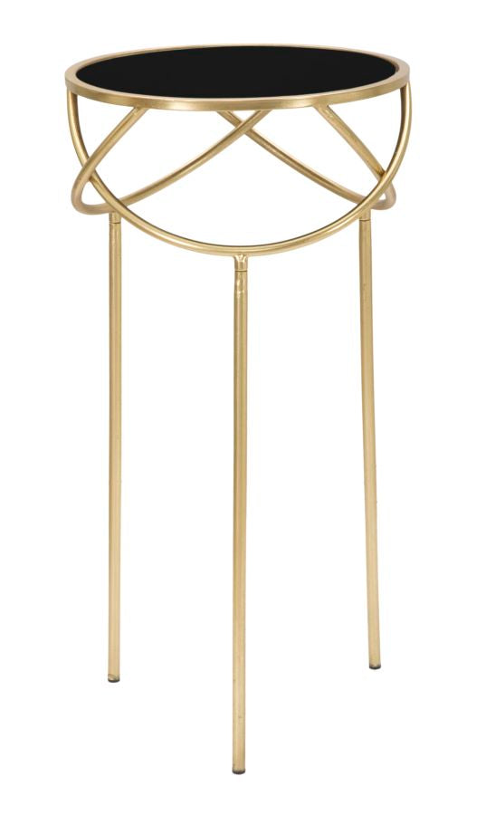 Porta telefono colonnina moderna struttura in metallo colore oro piano in vetro cm Ø 40x80h