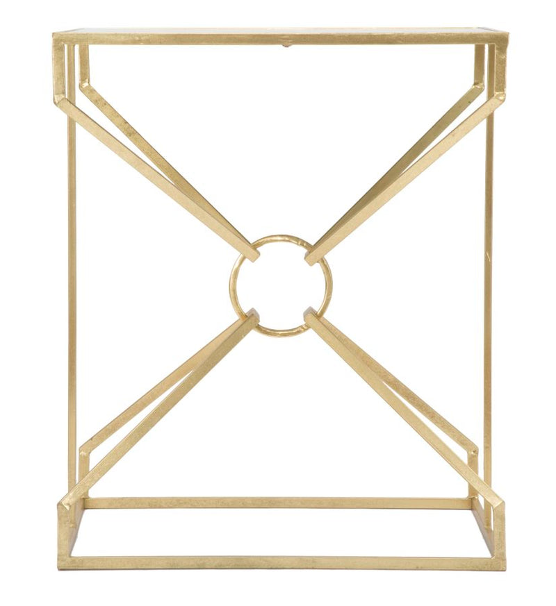 Porta telefono tavolino alto in metallo dorato e piano in vetro cm 57x46x68h