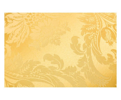 Pouf barocco rotondo in legno e tessuto a fiori color oro cm 36x36x30h