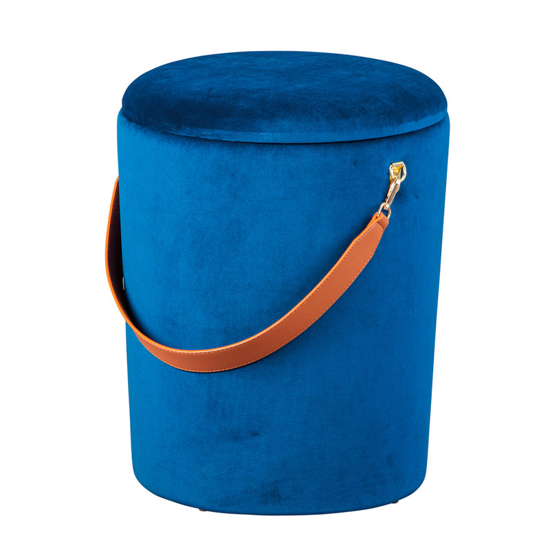 Harris - Pouf contenitore cilindro in tessuto con maniglia in ecopelle cm 35x35x45h - vari colori