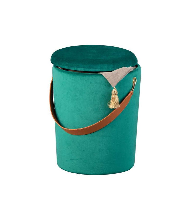 Harris - Pouf contenitore cilindro in tessuto con maniglia in ecopelle cm 35x35x45h - vari colori