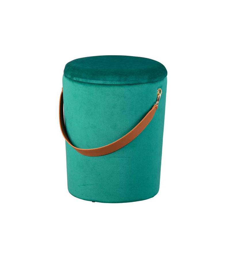 Harris - Pouf contenitore cilindro in tessuto con maniglia in ecopelle cm 35x35x45h - vari colori