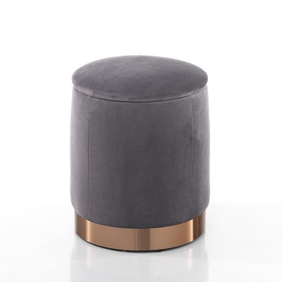 Pouf poggiapiedi tondo con contenitore in tessuto effetto velluto cm Ø 31x38h - vari colori