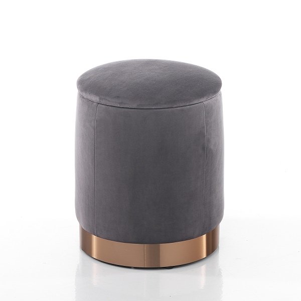 Pouf poggiapiedi tondo con contenitore in tessuto effetto velluto cm Ø 31x38h - vari colori
