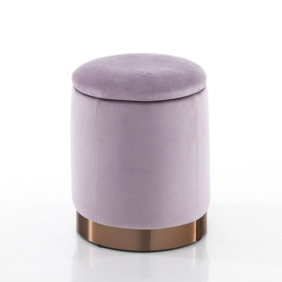 Pouf poggiapiedi tondo con contenitore in tessuto effetto velluto cm Ø 31x38h - vari colori