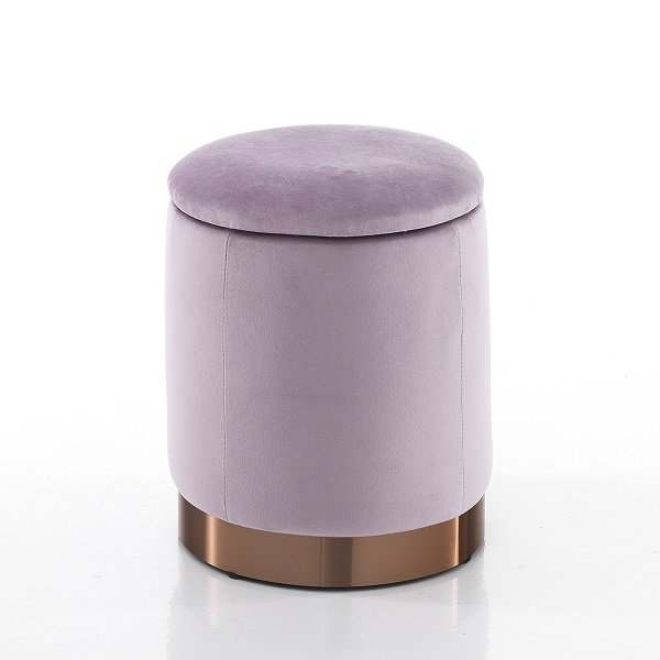 Pouf poggiapiedi tondo con contenitore in tessuto effetto velluto cm Ø 31x38h - vari colori