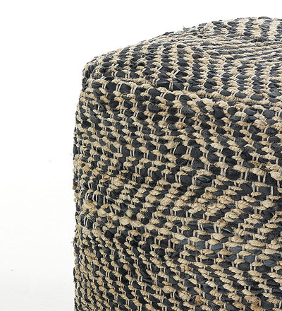 Pouf da soggiorno in juta con trama decorativa cm 45x45x45h