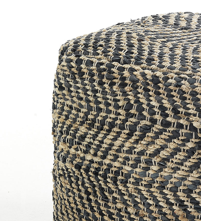 Pouf da soggiorno in juta con trama decorativa cm 45x45x45h