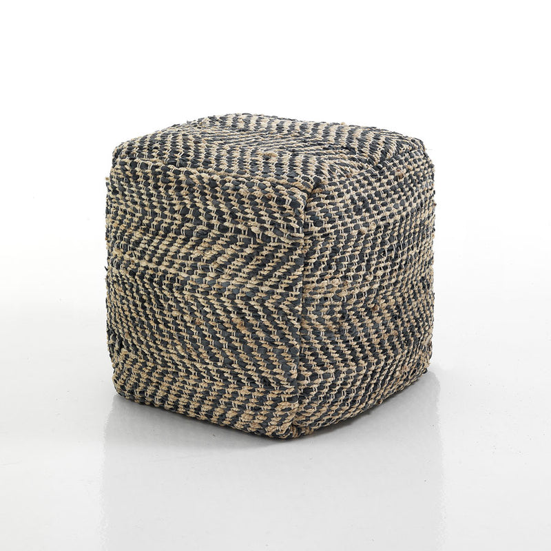 Pouf da soggiorno in juta con trama decorativa cm 45x45x45h