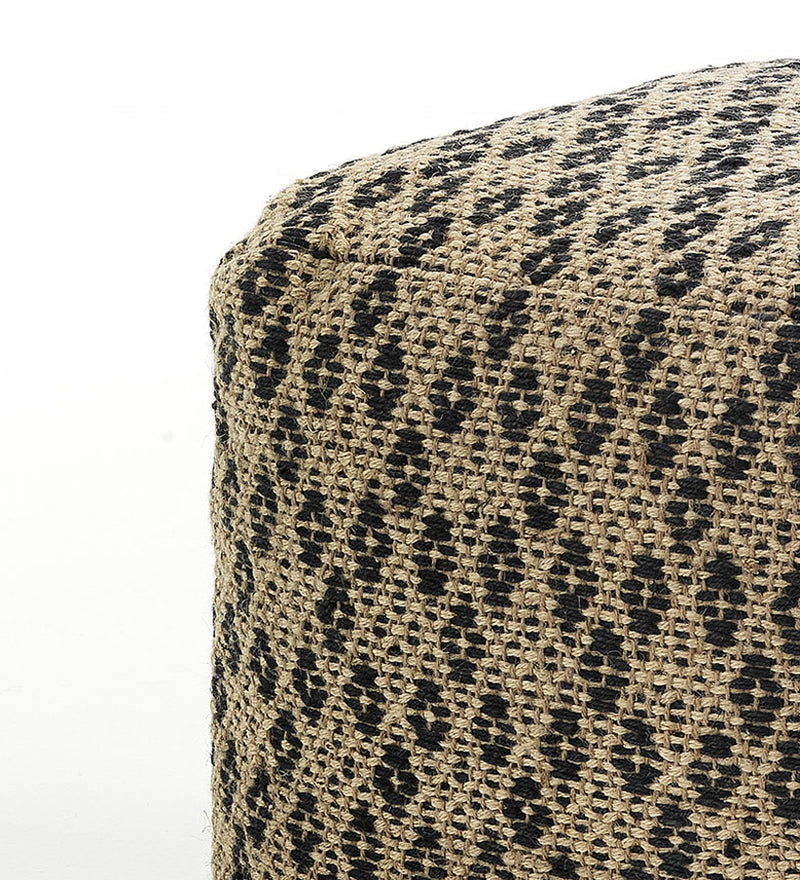 Pouf da soggiorno in lana colore beige con trama cm 50x50x45h