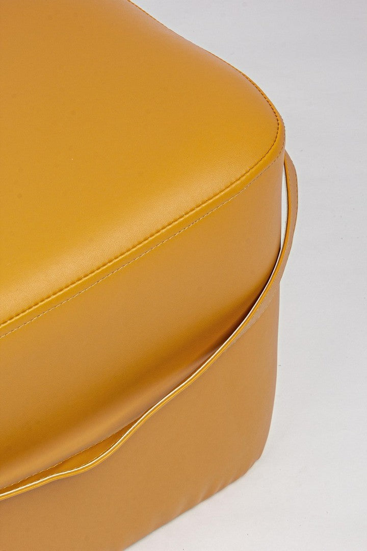 pouf moderno in similpelle con manico colore giallo