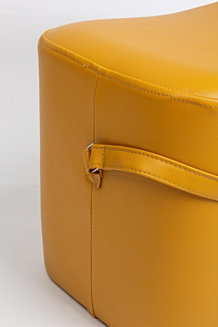 pouf moderno in similpelle con manico colore giallo