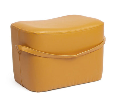 pouf moderno in similpelle con manico colore giallo