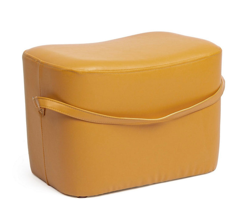 pouf moderno in similpelle con manico colore giallo