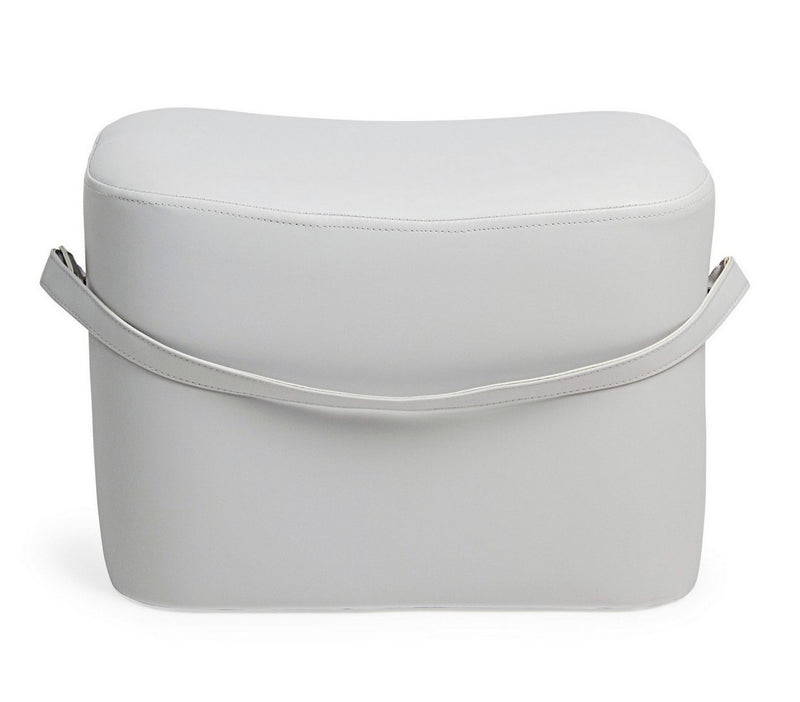 pouf moderno in similpelle con manico colore grigio chiaro