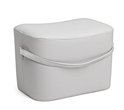 pouf moderno in similpelle con manico colore grigio chiaro