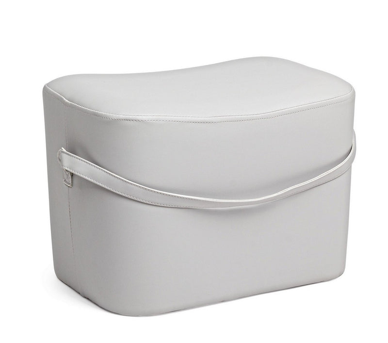 pouf moderno in similpelle con manico colore grigio chiaro