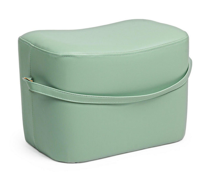 pouf moderno in similpelle con manico colore verde