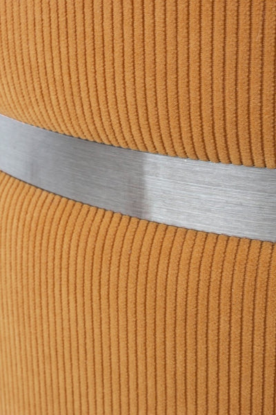 pouf contenitore tondo in velluto a costine arancio