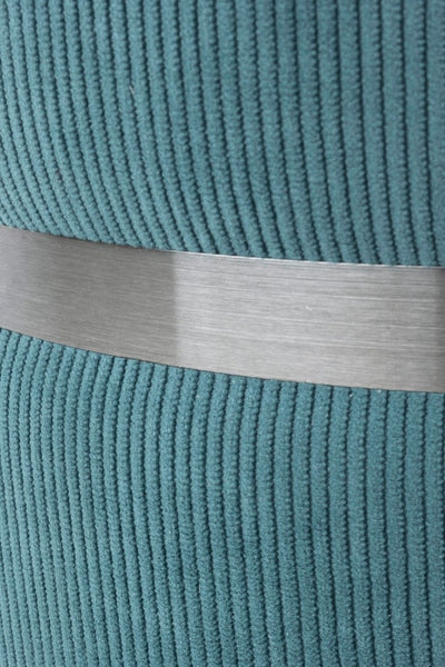 pouf contenitore tondo in velluto a costine colore blu