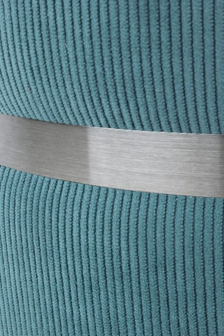pouf contenitore tondo in velluto a costine colore blu