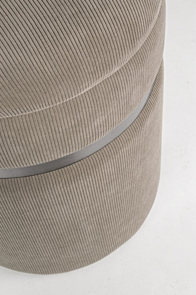 pouf contenitore tondo in velluto a costine colore grigio