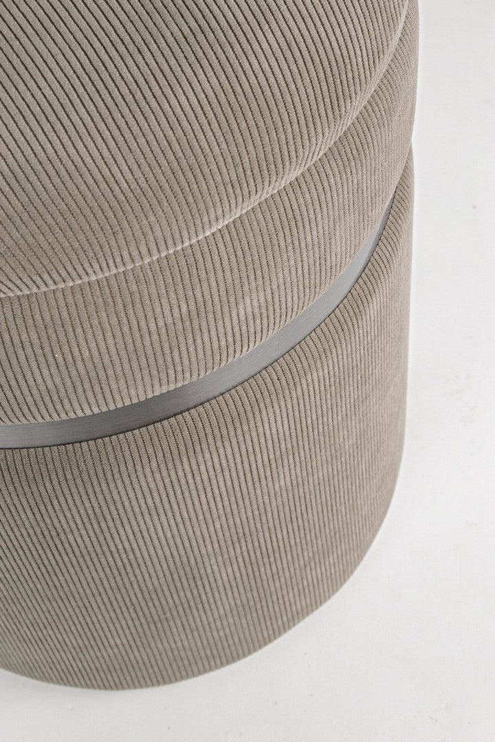 pouf contenitore tondo in velluto a costine colore grigio